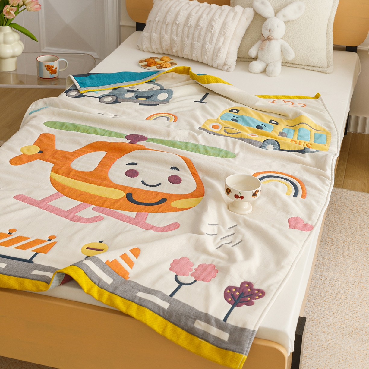 91家纺网 家纺一手货源 找家纺 （总）悦然毛巾被 2026新款卡通全棉纱布儿童盖被泡泡被毛巾被休闲毯夏被夏凉被空调被