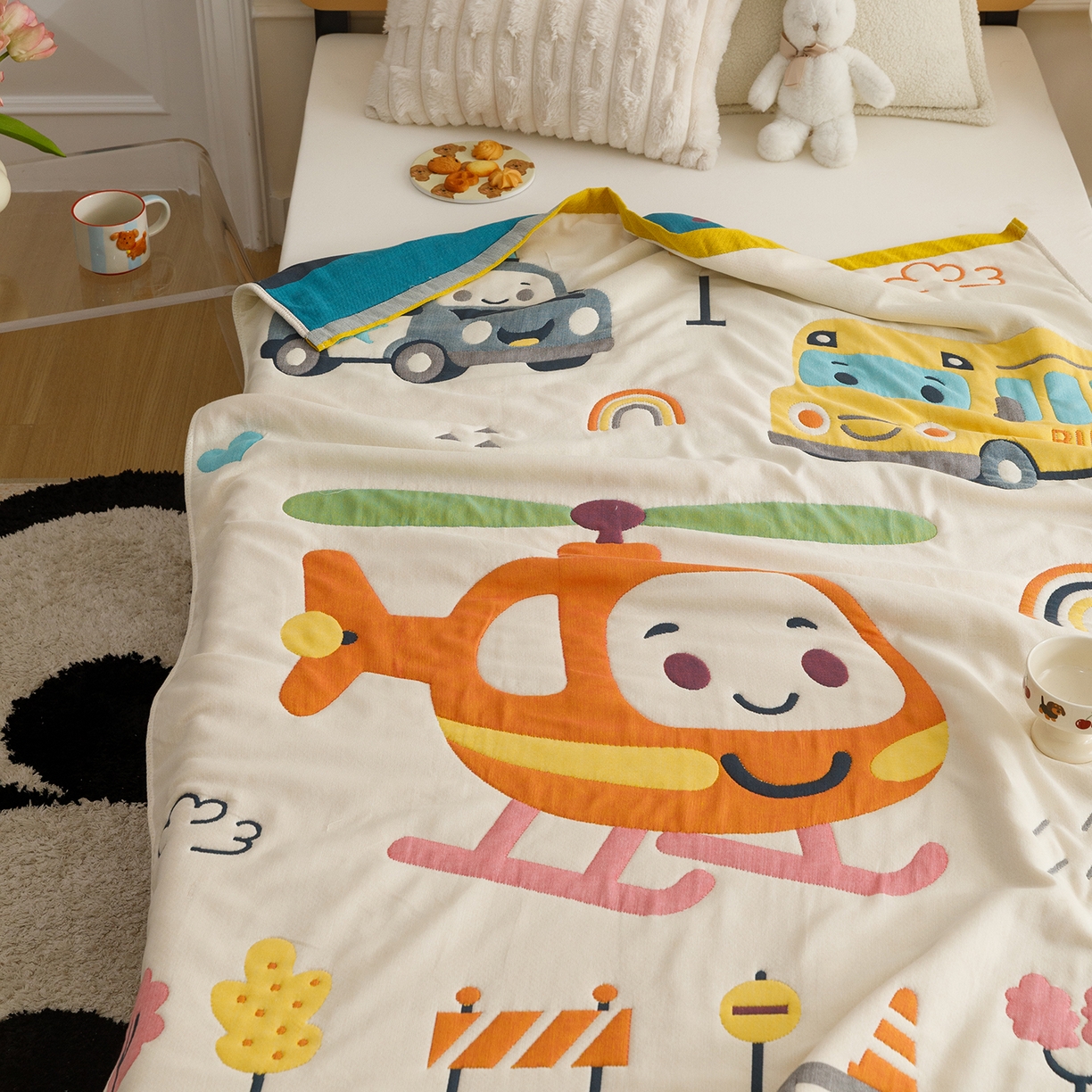 91家纺网 家纺一手货源 找家纺 （总）悦然毛巾被 2026新款卡通全棉纱布儿童盖被泡泡被毛巾被休闲毯夏被夏凉被空调被