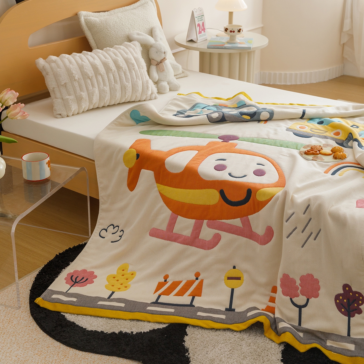 91家纺网 家纺一手货源 找家纺 （总）悦然毛巾被 2026新款卡通全棉纱布儿童盖被泡泡被毛巾被休闲毯夏被夏凉被空调被