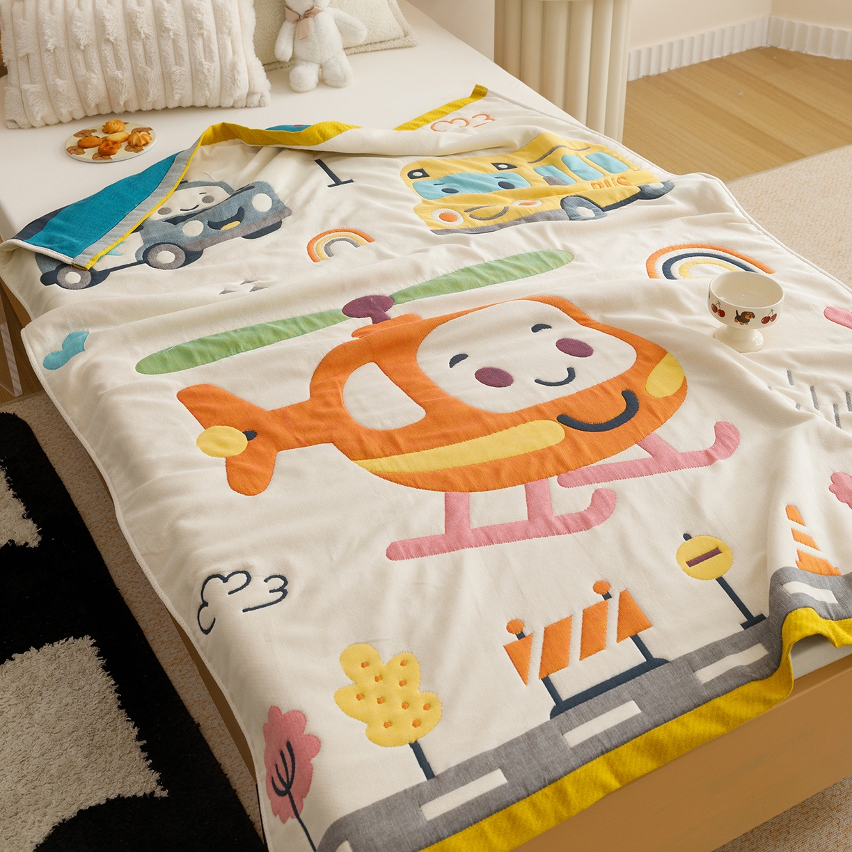 91家纺网 家纺一手货源 找家纺 （总）悦然毛巾被 2026新款卡通全棉纱布儿童盖被泡泡被毛巾被休闲毯夏被夏凉被空调被