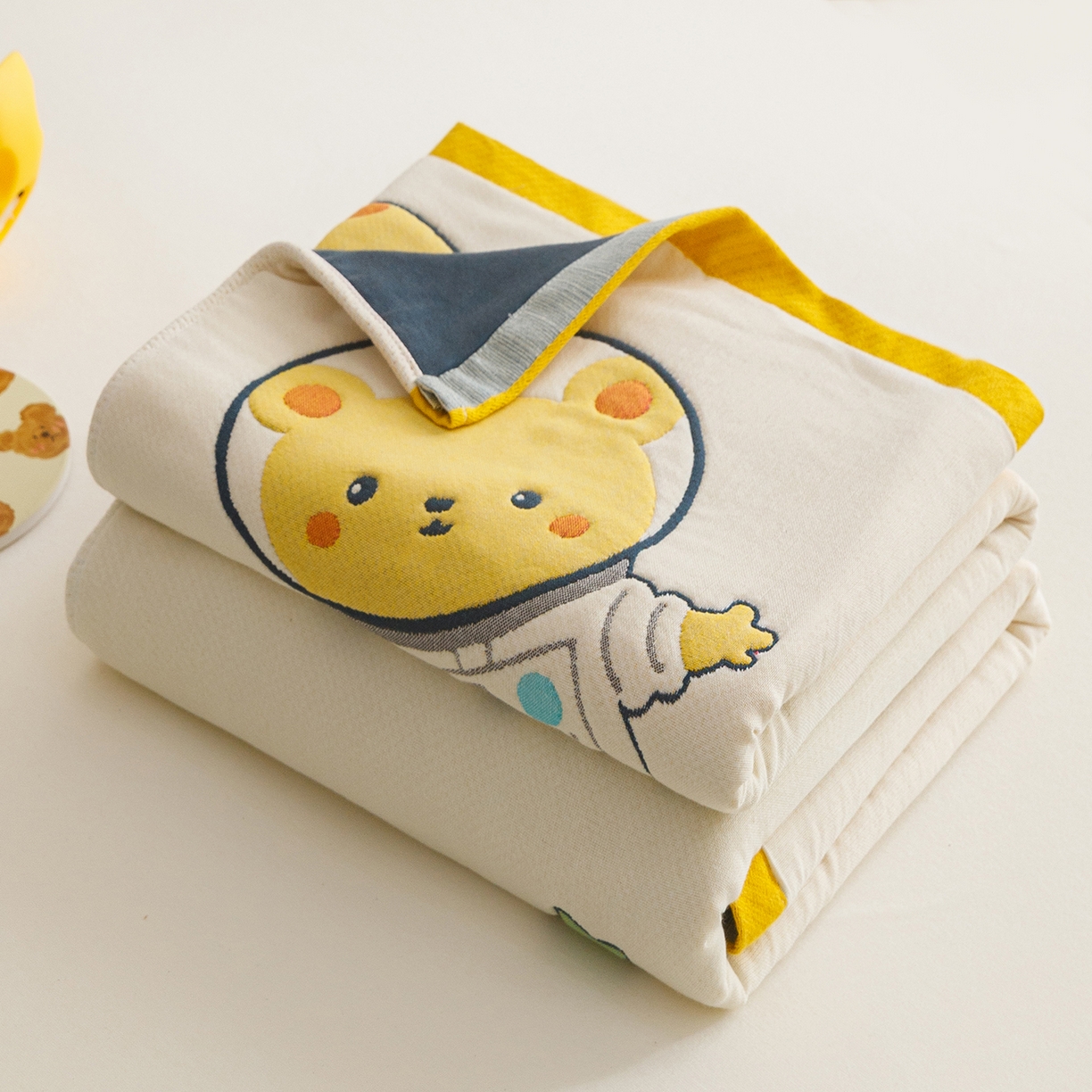 悦然毛巾被 2026新款卡通全棉纱布儿童盖被泡泡被毛巾被休闲毯夏被夏凉被空调被 太空小伙