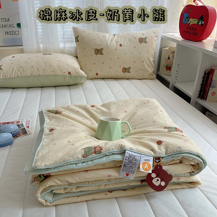 91家纺网 家纺一手货源 找家纺 （总）桃子家居 2026新款A类原生态纯棉棉麻凉感小冰皮嵌绳工艺棉麻夏被夏凉被空调被