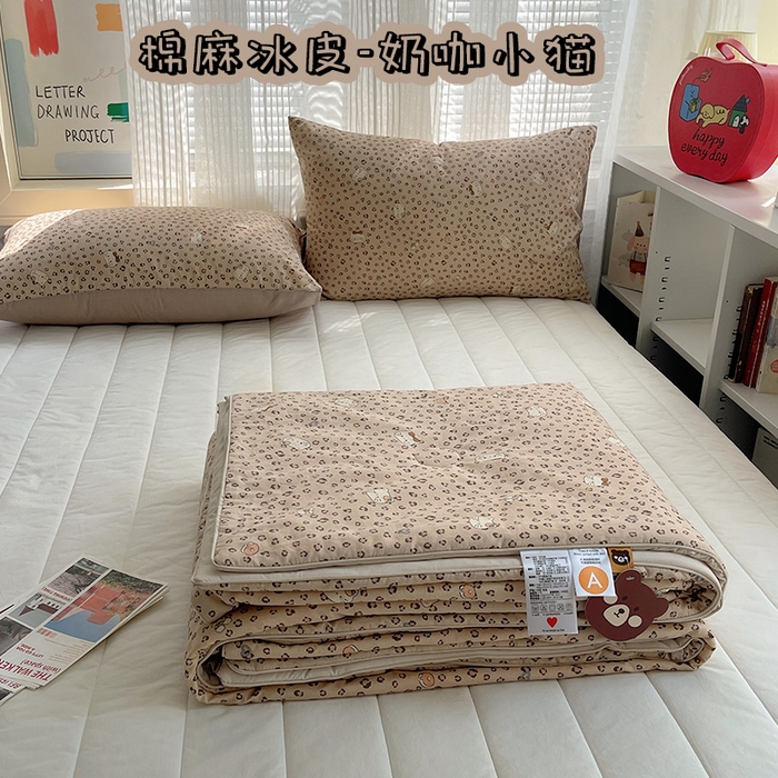 91家纺网 家纺一手货源 找家纺 （总）桃子家居 2026新款A类原生态纯棉棉麻凉感小冰皮嵌绳工艺棉麻夏被夏凉被空调被