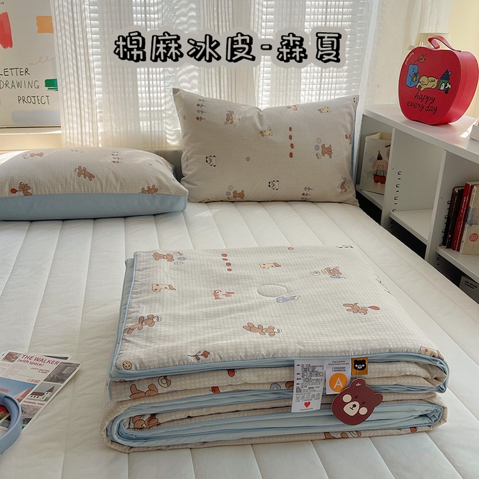 桃子家居 2026新款A类原生态纯棉棉麻凉感小冰皮嵌绳工艺棉麻夏被夏凉被空调被 棉麻冰皮-森夏