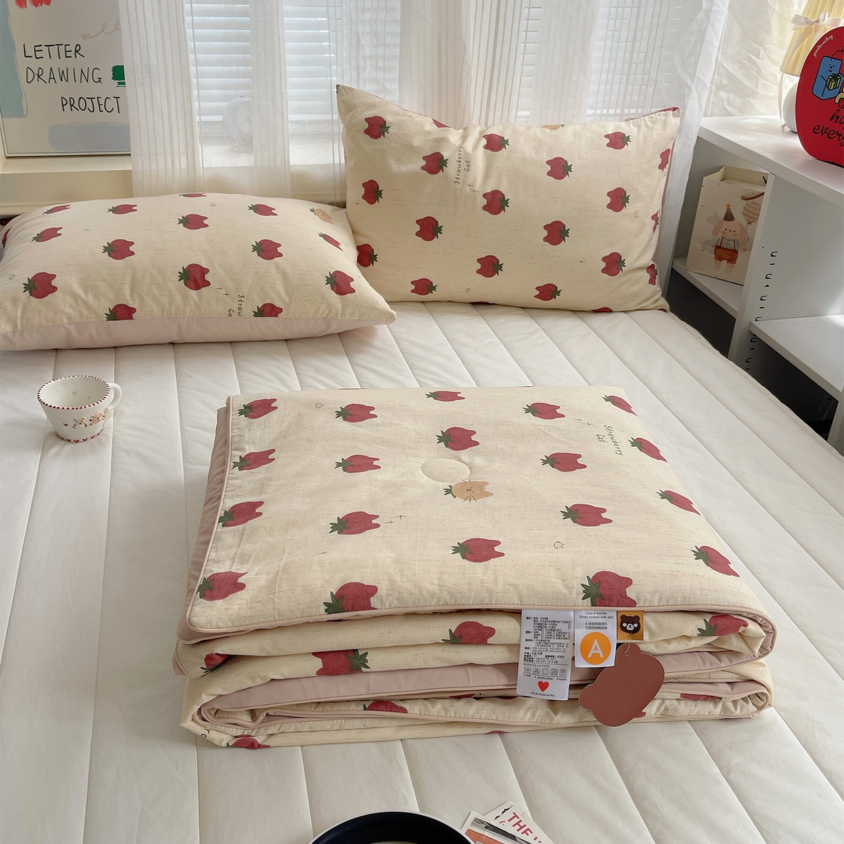 91家纺网 家纺一手货源 找家纺 （总）桃子家居 2026新款A类原生态纯棉棉麻凉感小冰皮嵌绳工艺棉麻夏被夏凉被空调被