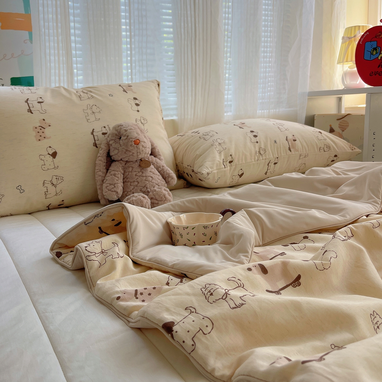 91家纺网 家纺一手货源 找家纺 桃子家居 2026新款A类原生态纯棉棉麻凉感小冰皮嵌绳工艺棉麻夏被夏凉被空调被 棉麻冰皮-小狗日记