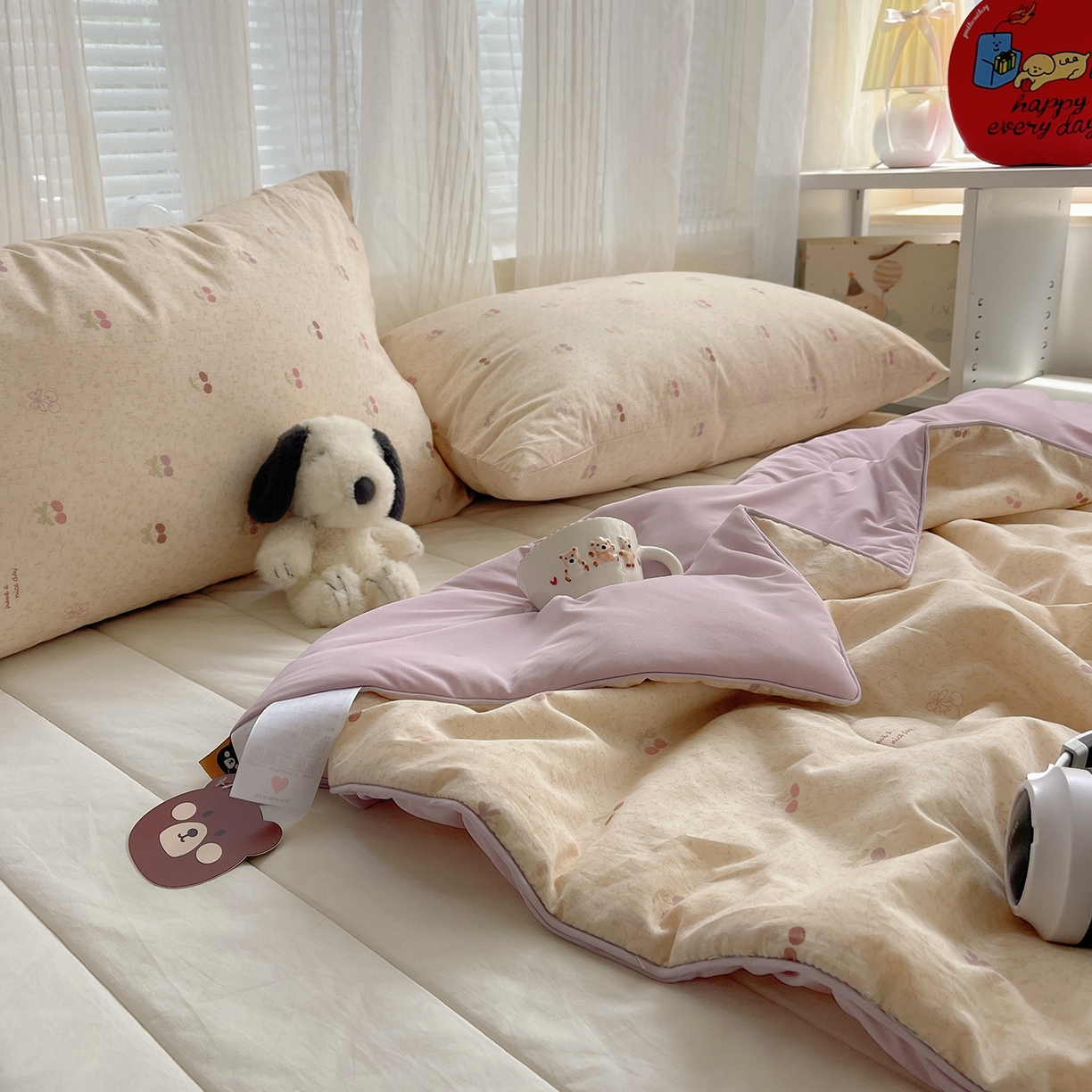 91家纺网 家纺一手货源 找家纺 桃子家居 2026新款A类原生态纯棉棉麻凉感小冰皮嵌绳工艺棉麻夏被夏凉被空调被 棉麻冰皮-奶芙樱桃