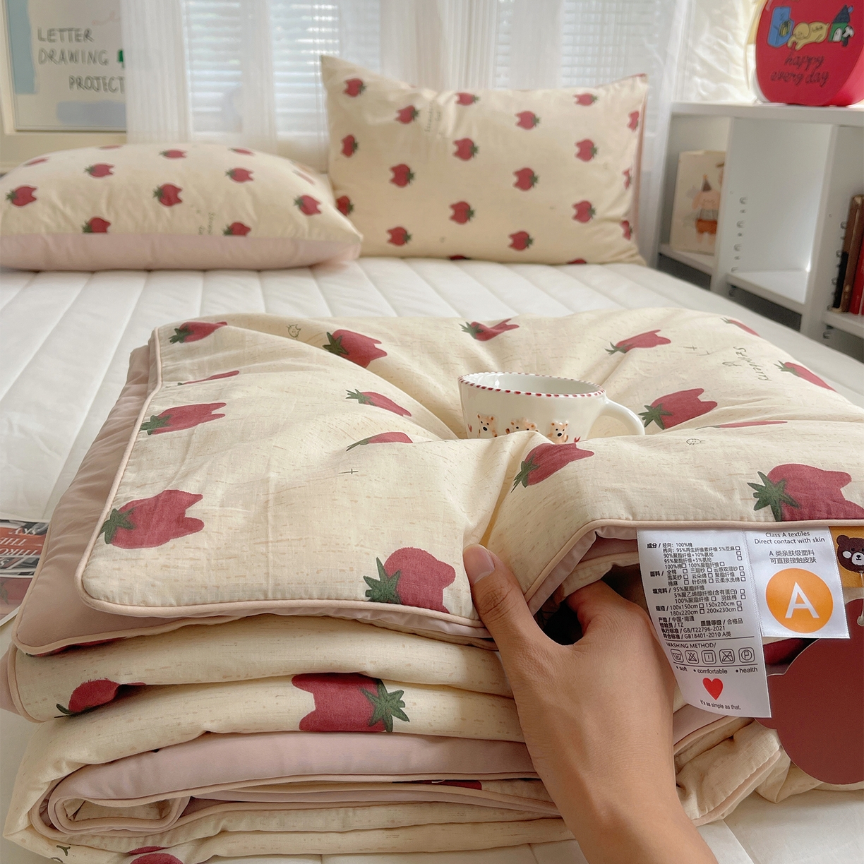 91家纺网 家纺一手货源 找家纺 桃子家居 2026新款A类原生态纯棉棉麻凉感小冰皮嵌绳工艺棉麻夏被夏凉被空调被 棉麻冰皮-盛夏