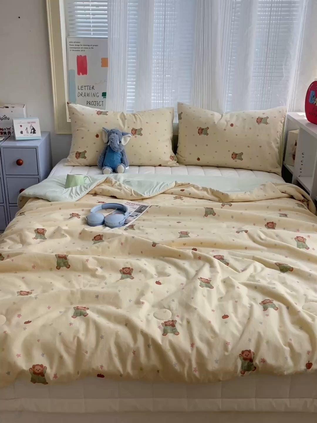 91家纺网 家纺一手货源 找家纺 桃子家居 2026新款A类原生态纯棉棉麻凉感小冰皮嵌绳工艺棉麻夏被夏凉被空调被 棉麻冰皮-奶黄小熊