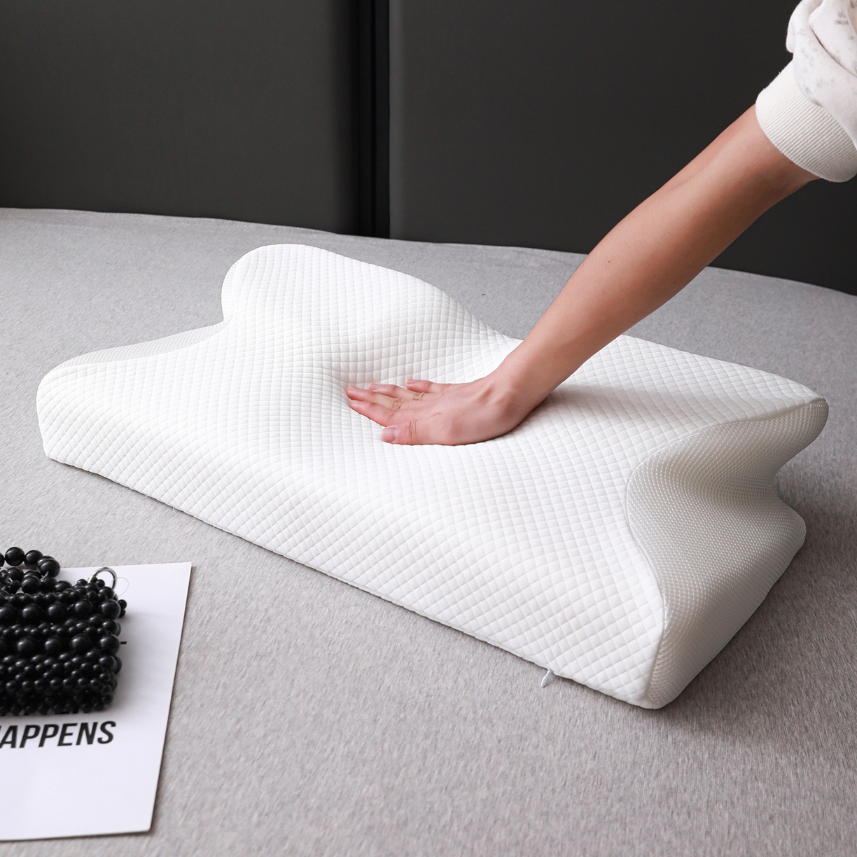 91家纺网 家纺一手货源 找家纺 （总）圣靓家纺 2026新款跨境外贸飞机枕小牛角枕蝶形记忆枕记忆棉枕头枕芯颈椎枕蝴蝶护颈枕