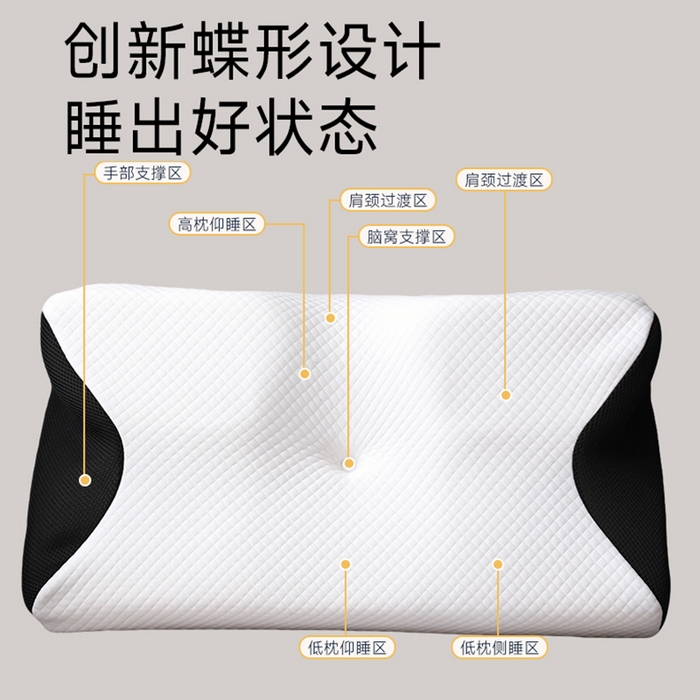 91家纺网 家纺一手货源 找家纺 圣靓家纺 2026新款跨境外贸飞机枕小牛角枕蝶形记忆枕记忆棉枕头枕芯颈椎枕蝴蝶护颈枕 飞机枕小牛角枕黑色