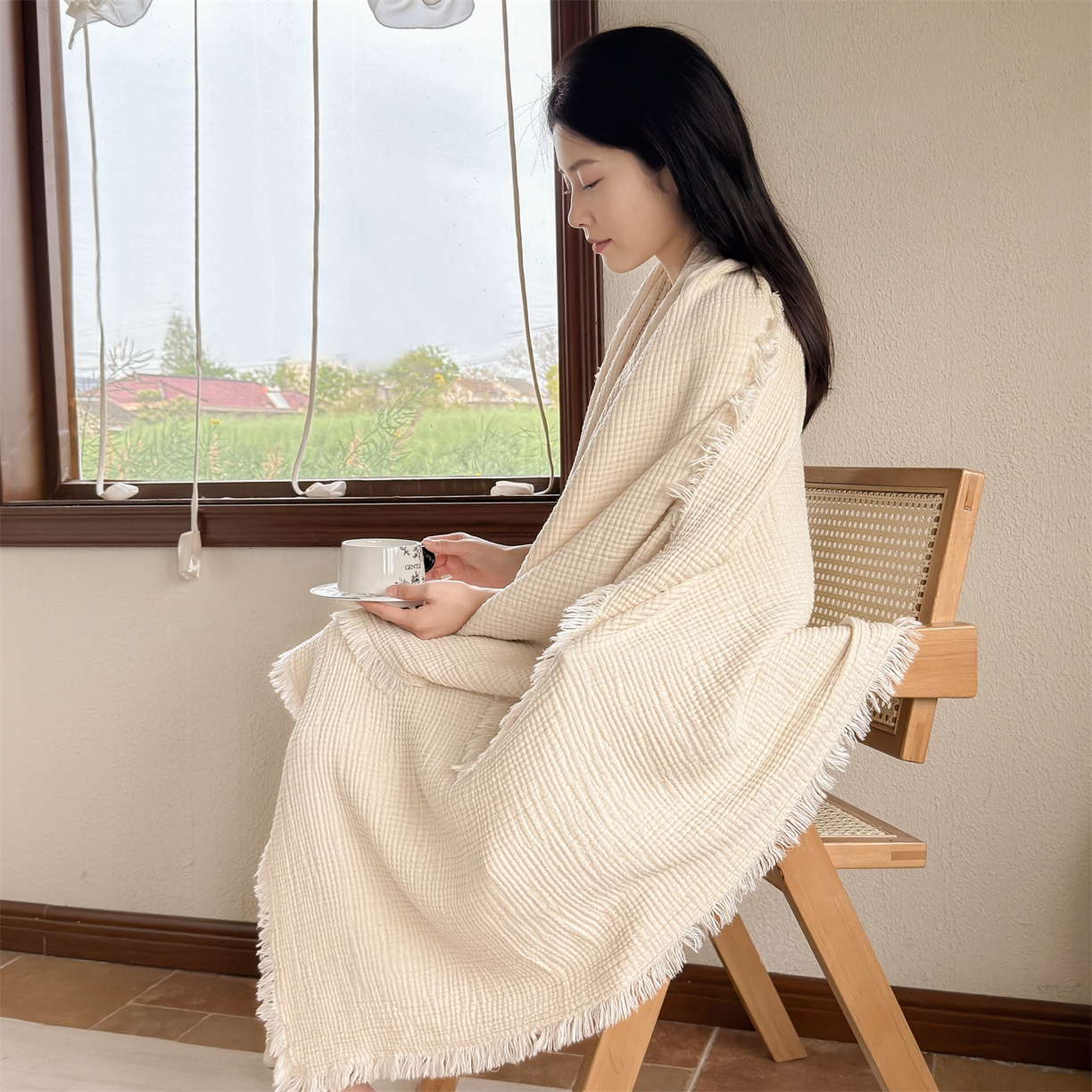 91家纺网 家纺一手货源 找家纺 （总）麦肯锡 2026新款午休亚麻毯毛毯盖毯多功能毯