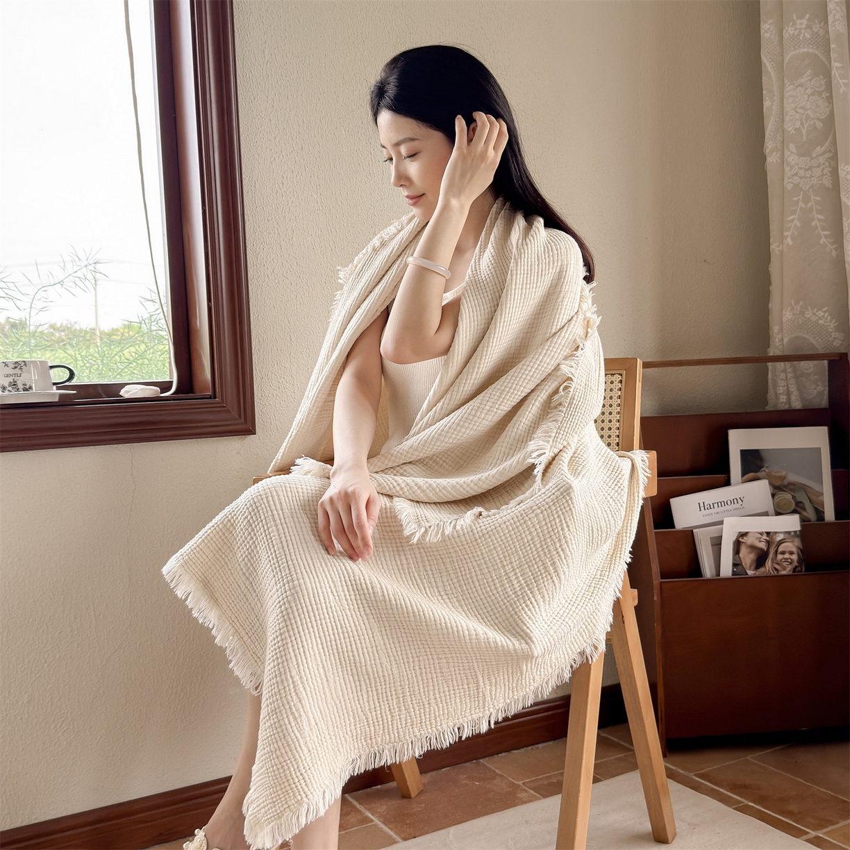 91家纺网 家纺一手货源 找家纺 （总）麦肯锡 2026新款午休亚麻毯毛毯盖毯多功能毯