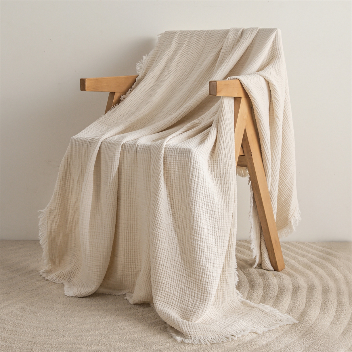 91家纺网 家纺一手货源 找家纺 麦肯锡 2026新款午休亚麻毯毛毯盖毯多功能毯 产品图