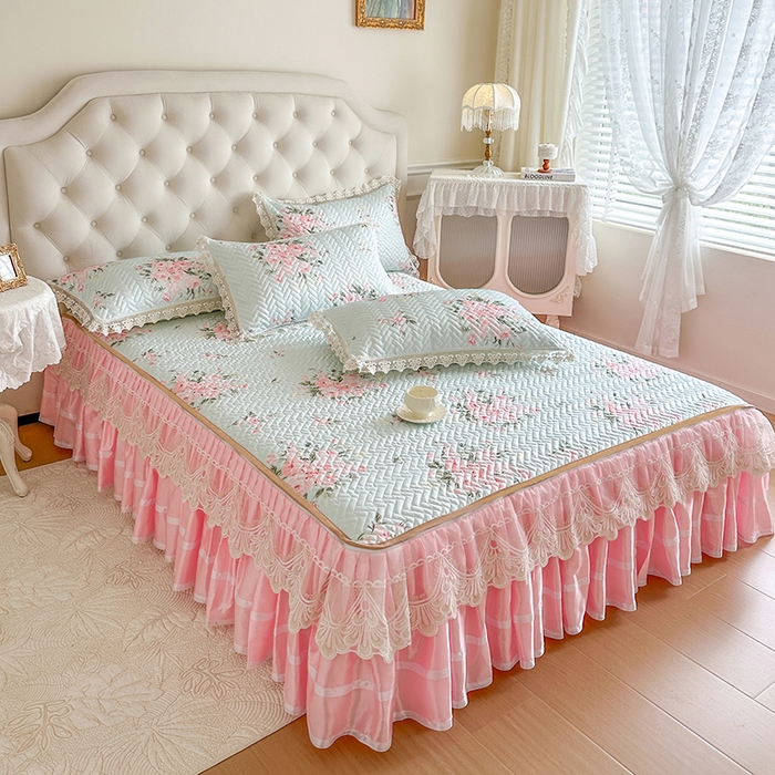 91家纺网 家纺一手货源 找家纺 网红馆（ck家纺） 2026春夏新款仲夏冰丝凉席夏被夏凉被空调被四件套 仲夏-粉