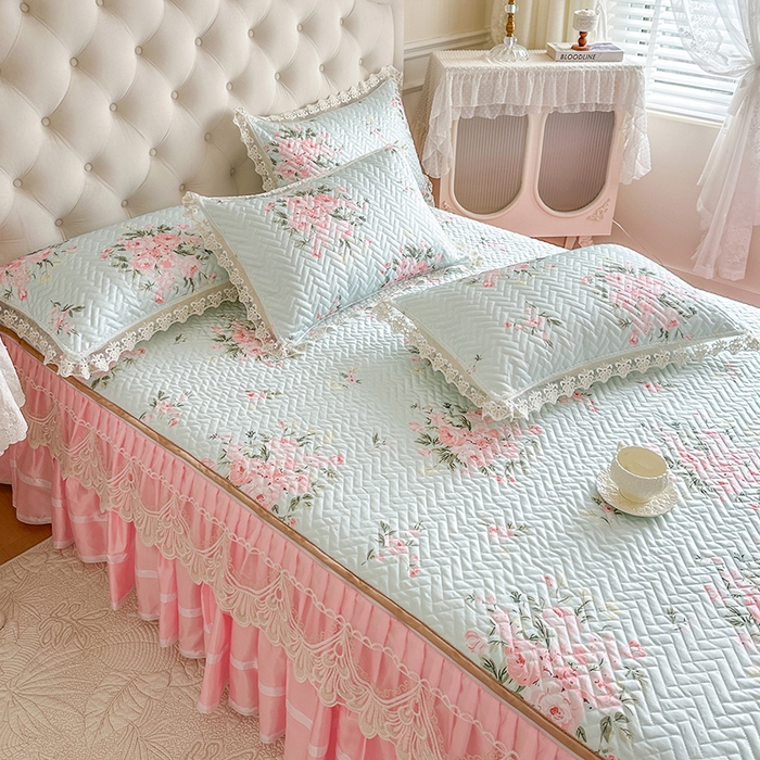 91家纺网 家纺一手货源 找家纺 （总）网红馆（ck家纺） 2026新款夹棉印花冰丝凉席凉席席子三件套