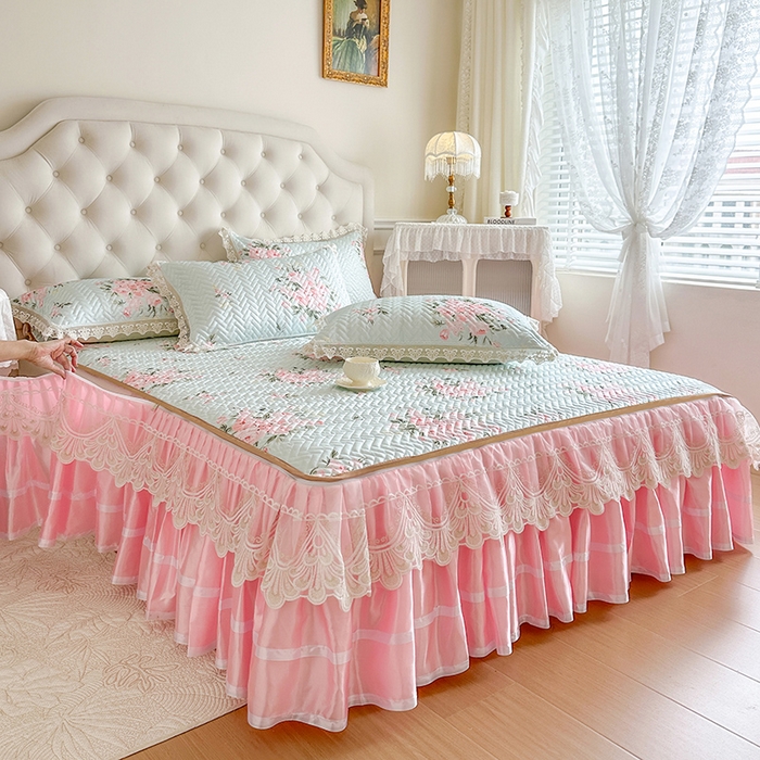 91家纺网 家纺一手货源 找家纺 （总）网红馆（ck家纺） 2026新款夹棉印花冰丝凉席凉席席子三件套