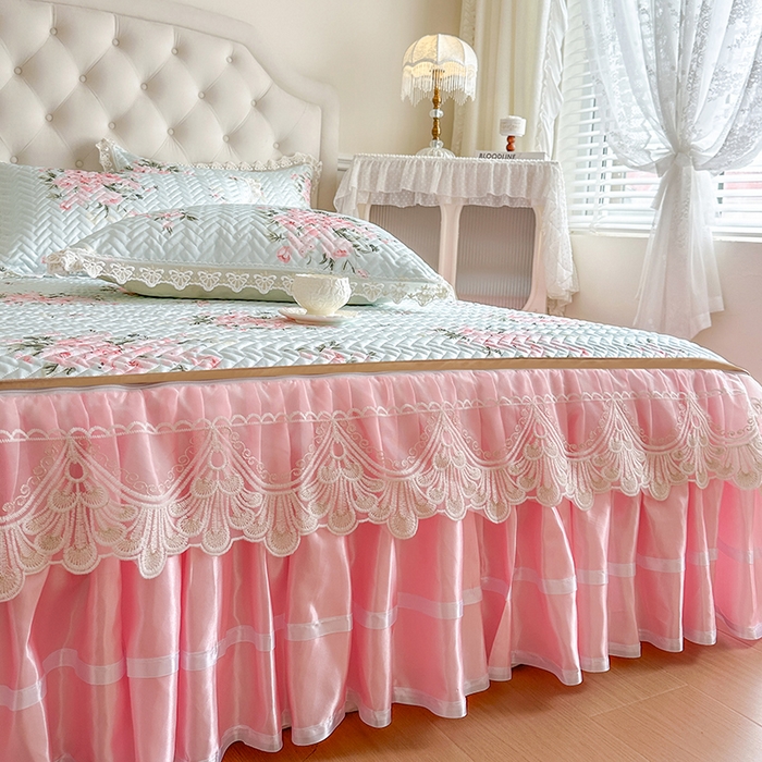 91家纺网 家纺一手货源 找家纺 网红馆（ck家纺） 2026新款夹棉印花冰丝凉席凉席席子三件套 花春晓