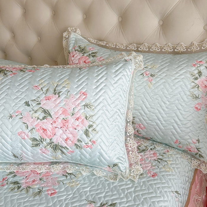 91家纺网 家纺一手货源 找家纺 网红馆（ck家纺） 2026新款夹棉印花冰丝凉席凉席席子三件套 花春晓