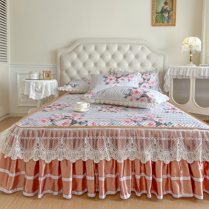 91家纺网 家纺一手货源 找家纺 网红馆（ck家纺） 2026新款夹棉印花冰丝凉席凉席席子三件套 花里