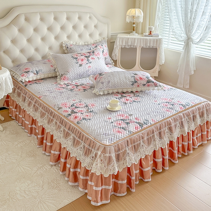 91家纺网 家纺一手货源 找家纺 网红馆（ck家纺） 2026新款夹棉印花冰丝凉席凉席席子三件套 花里