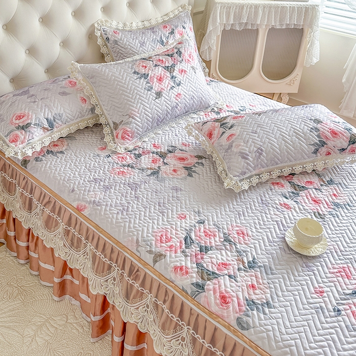 91家纺网 家纺一手货源 找家纺 网红馆（ck家纺） 2026新款夹棉印花冰丝凉席凉席席子三件套 花里