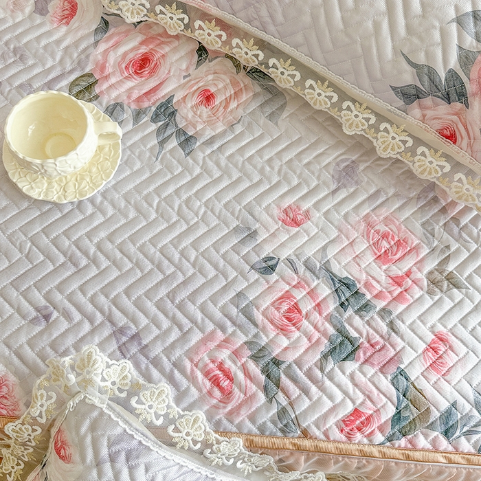 91家纺网 家纺一手货源 找家纺 网红馆（ck家纺） 2026新款夹棉印花冰丝凉席凉席席子三件套 花里