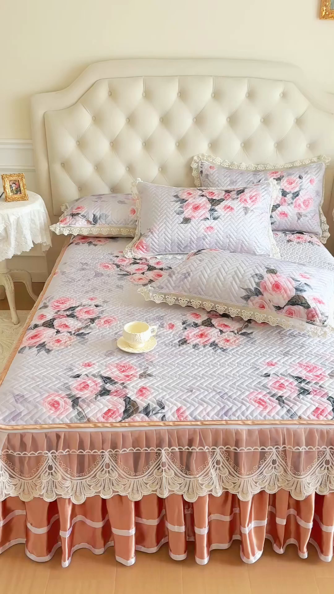 91家纺网 家纺一手货源 找家纺 网红馆（ck家纺） 2026新款夹棉印花冰丝凉席凉席席子三件套 花里