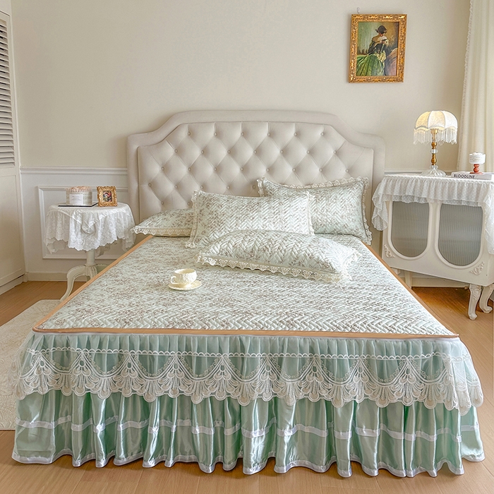 91家纺网 家纺一手货源 找家纺 网红馆（ck家纺） 2026新款夹棉印花冰丝凉席凉席席子三件套 今夕