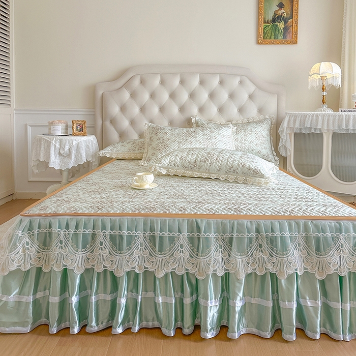 91家纺网 家纺一手货源 找家纺 网红馆（ck家纺） 2026新款夹棉印花冰丝凉席凉席席子三件套 今夕