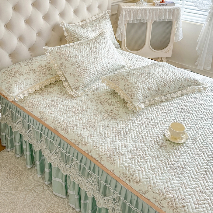 91家纺网 家纺一手货源 找家纺 网红馆（ck家纺） 2026新款夹棉印花冰丝凉席凉席席子三件套 今夕