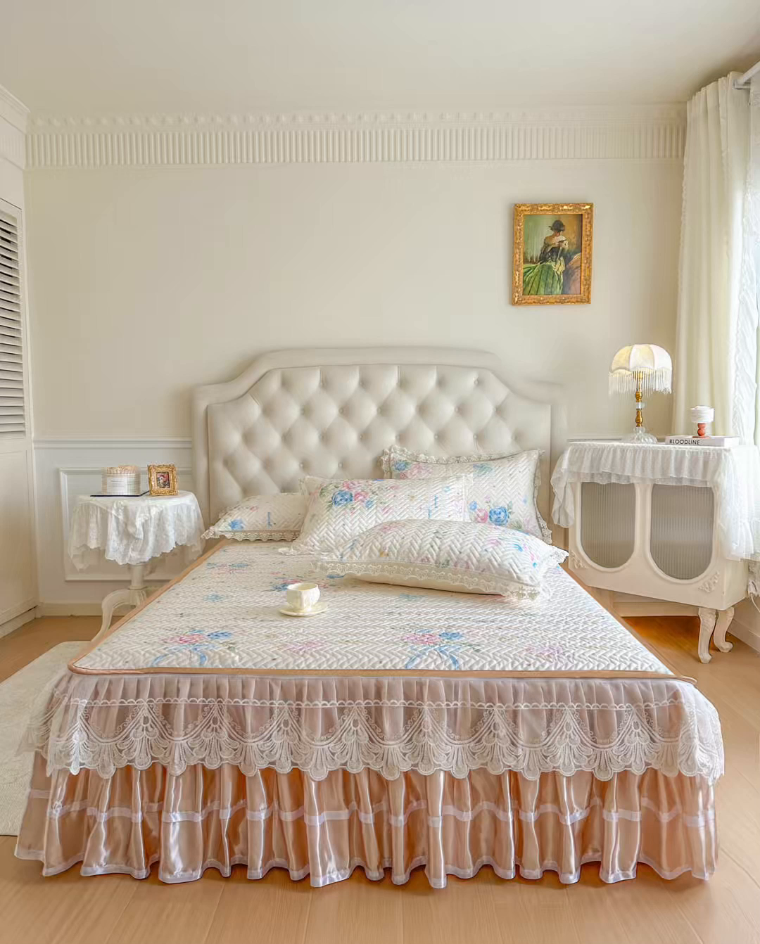 91家纺网 家纺一手货源 找家纺 网红馆（ck家纺） 2026新款夹棉印花冰丝凉席凉席席子三件套 浅夏