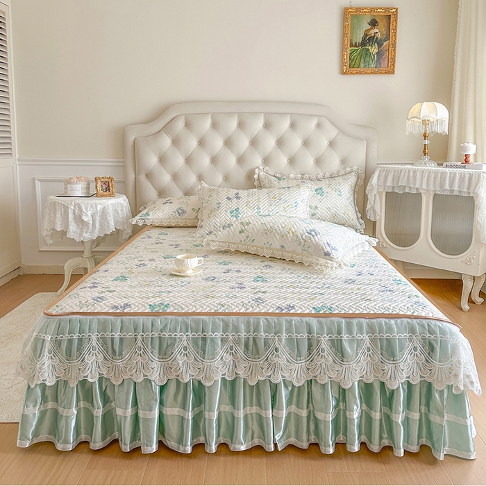 91家纺网 家纺一手货源 找家纺 网红馆（ck家纺） 2026新款夹棉印花冰丝凉席凉席席子三件套 香草