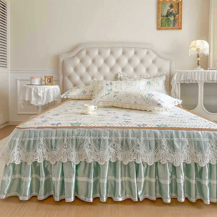 91家纺网 家纺一手货源 找家纺 网红馆（ck家纺） 2026新款夹棉印花冰丝凉席凉席席子三件套 香草