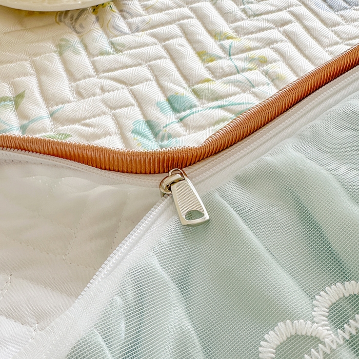 91家纺网 家纺一手货源 找家纺 网红馆（ck家纺） 2026新款夹棉印花冰丝凉席凉席席子三件套 香草