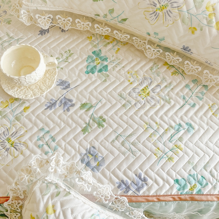 91家纺网 家纺一手货源 找家纺 网红馆（ck家纺） 2026新款夹棉印花冰丝凉席凉席席子三件套 香草