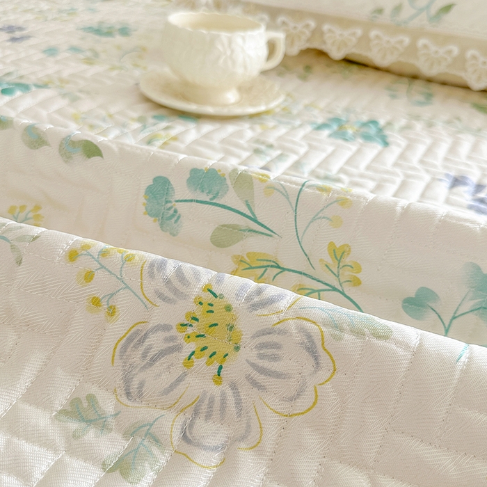 91家纺网 家纺一手货源 找家纺 网红馆（ck家纺） 2026新款夹棉印花冰丝凉席凉席席子三件套 香草