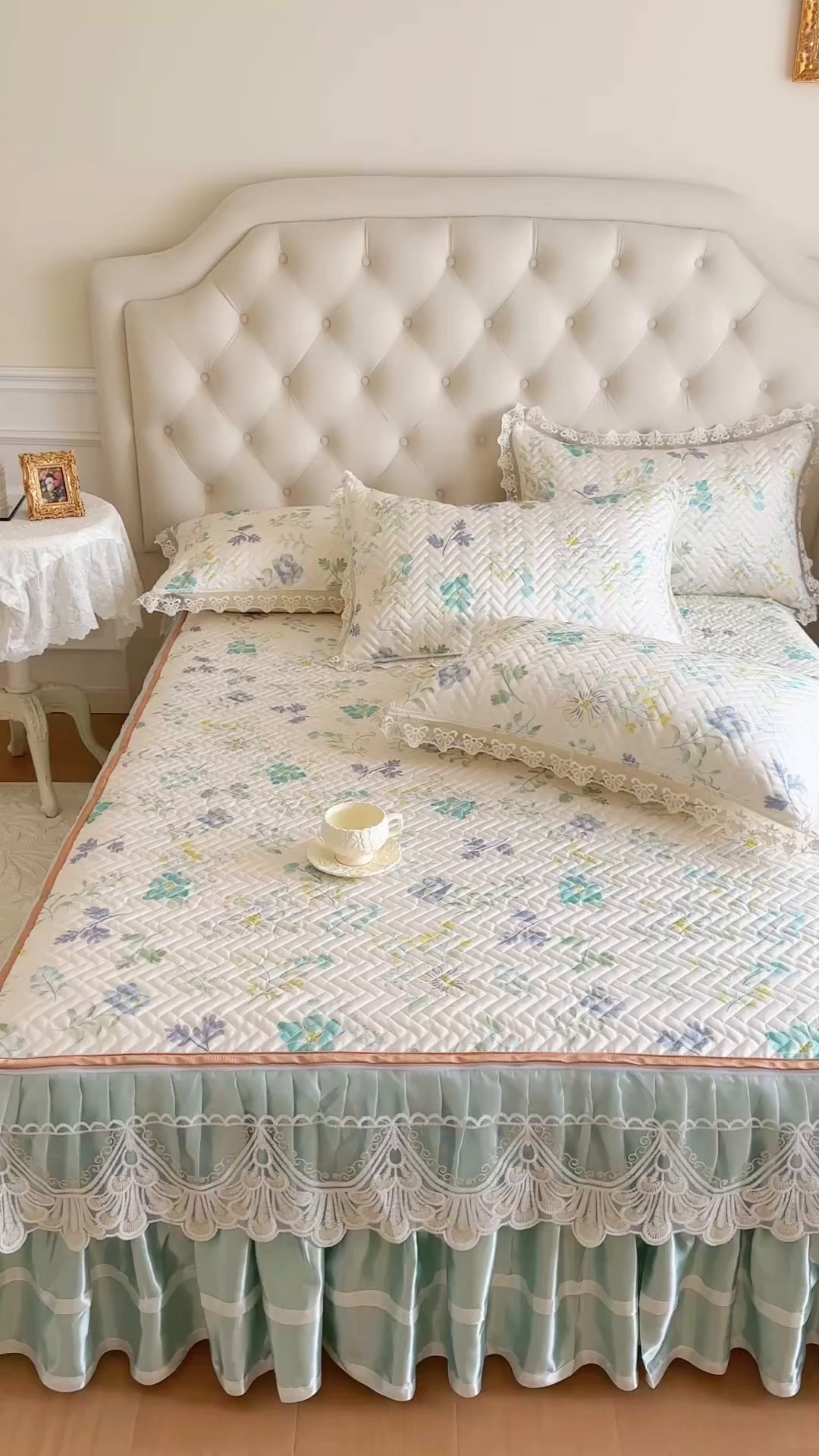 91家纺网 家纺一手货源 找家纺 网红馆（ck家纺） 2026新款夹棉印花冰丝凉席凉席席子三件套 香草