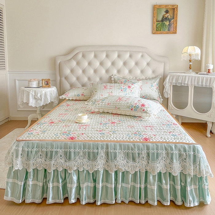 91家纺网 家纺一手货源 找家纺 网红馆（ck家纺） 2026新款夹棉印花冰丝凉席凉席席子三件套 小情歌