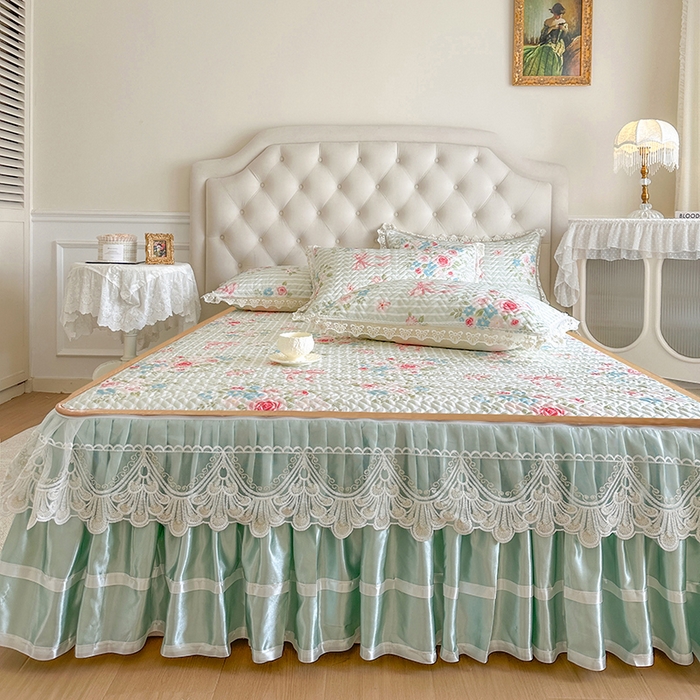 91家纺网 家纺一手货源 找家纺 网红馆（ck家纺） 2026新款夹棉印花冰丝凉席凉席席子三件套 小情歌