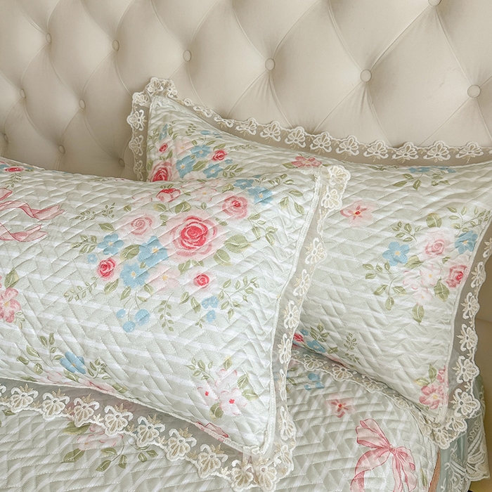 91家纺网 家纺一手货源 找家纺 网红馆（ck家纺） 2026新款夹棉印花冰丝凉席凉席席子三件套 小情歌