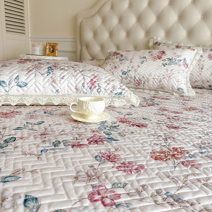 91家纺网 家纺一手货源 找家纺 网红馆（ck家纺） 2026新款夹棉印花冰丝凉席凉席席子三件套 雅蔓