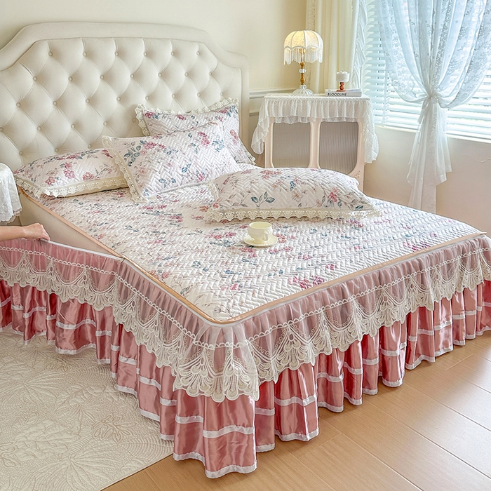 91家纺网 家纺一手货源 找家纺 网红馆（ck家纺） 2026新款夹棉印花冰丝凉席凉席席子三件套 雅蔓