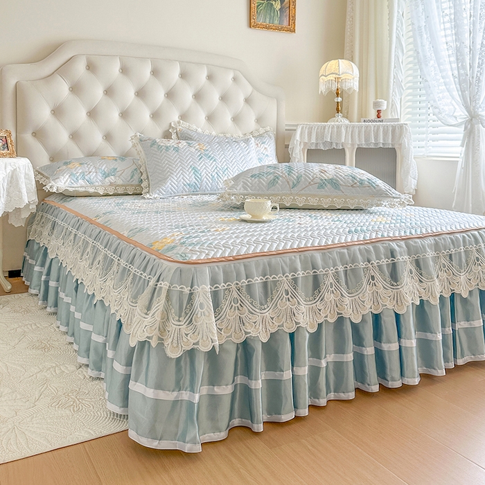 91家纺网 家纺一手货源 找家纺 网红馆（ck家纺） 2026新款夹棉印花冰丝凉席凉席席子三件套 悠然