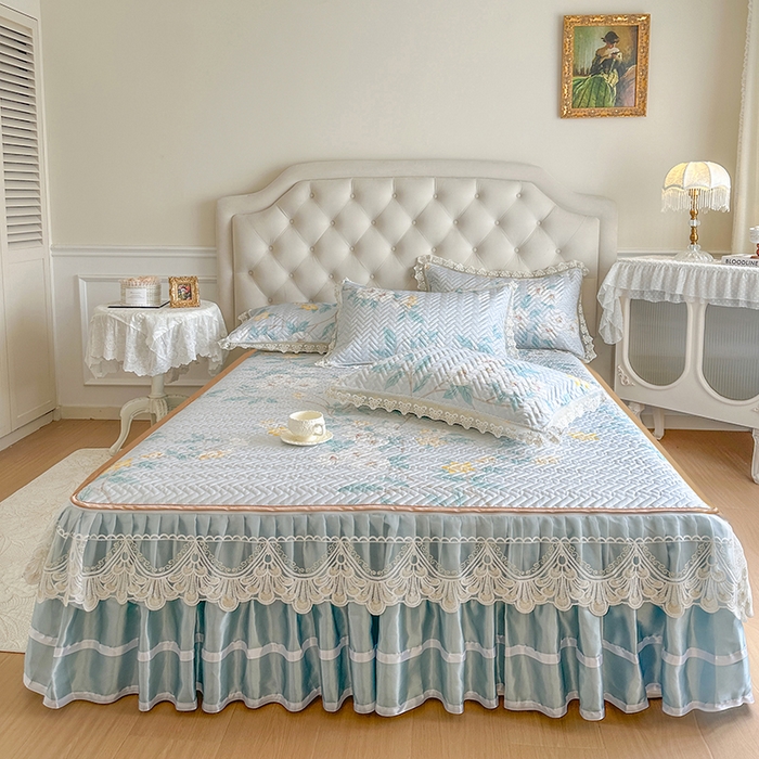 91家纺网 家纺一手货源 找家纺 网红馆（ck家纺） 2026新款夹棉印花冰丝凉席凉席席子三件套 悠然