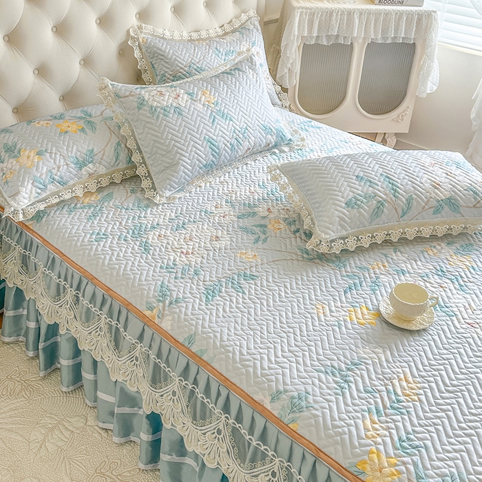 91家纺网 家纺一手货源 找家纺 网红馆（ck家纺） 2026新款夹棉印花冰丝凉席凉席席子三件套 悠然