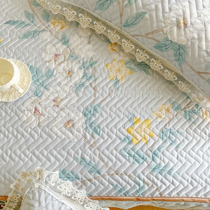 91家纺网 家纺一手货源 找家纺 网红馆（ck家纺） 2026新款夹棉印花冰丝凉席凉席席子三件套 悠然