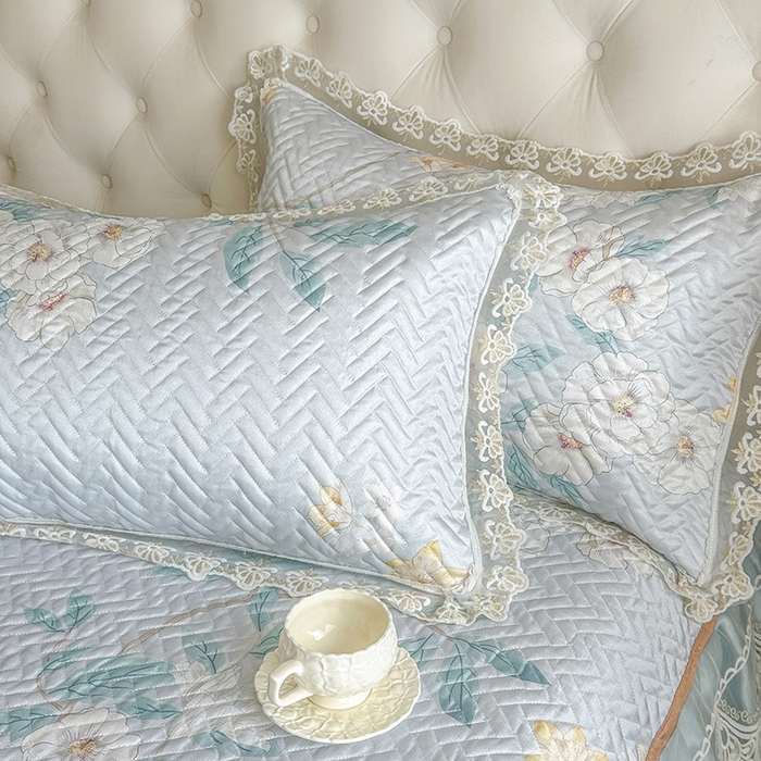 91家纺网 家纺一手货源 找家纺 网红馆（ck家纺） 2026新款夹棉印花冰丝凉席凉席席子三件套 悠然