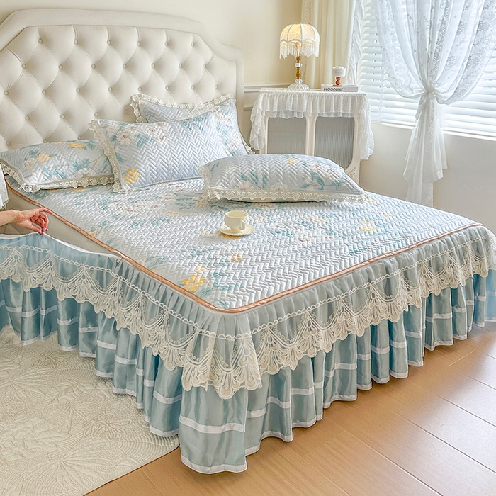 91家纺网 家纺一手货源 找家纺 网红馆（ck家纺） 2026新款夹棉印花冰丝凉席凉席席子三件套 悠然