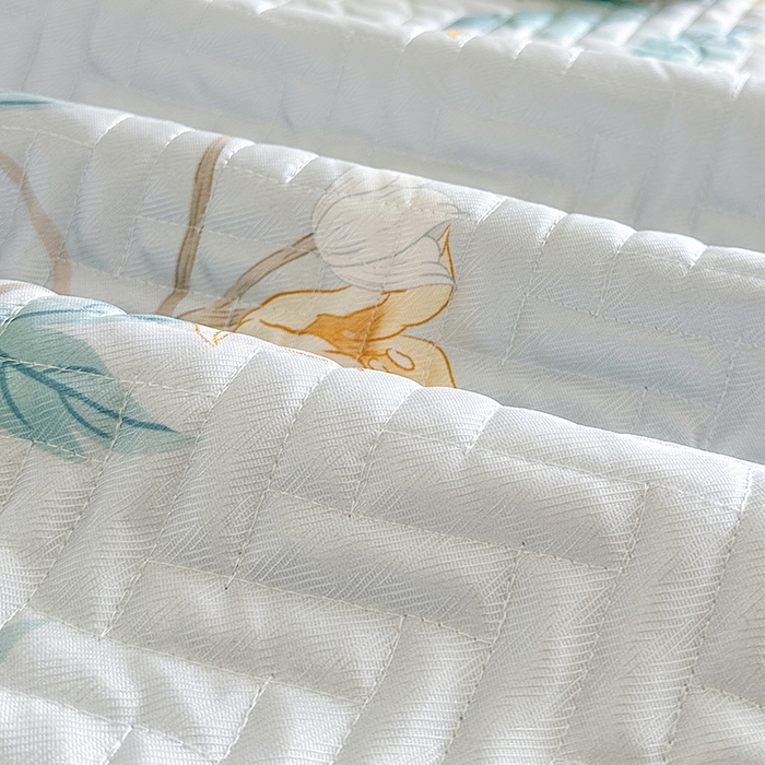 91家纺网 家纺一手货源 找家纺 网红馆（ck家纺） 2026新款夹棉印花冰丝凉席凉席席子三件套 悠然